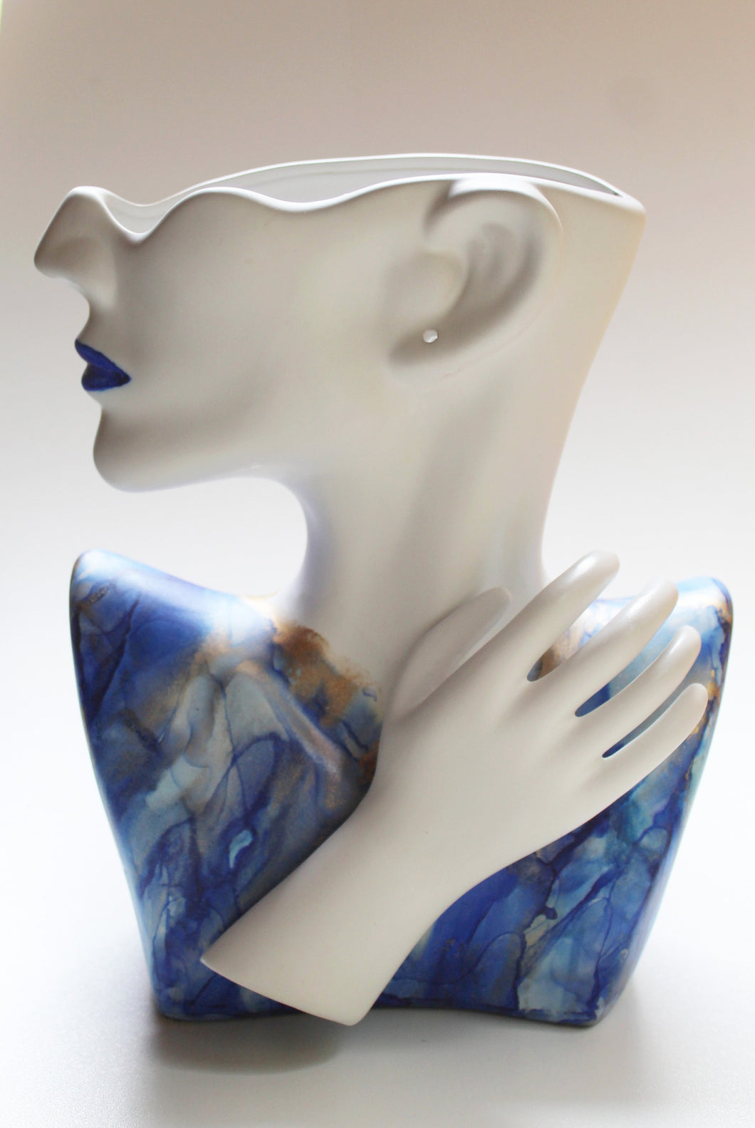 Metallic Blue Torso Vase